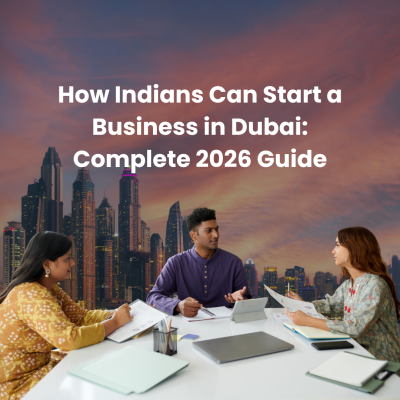 Indian entrepreneur starting a business in Dubai with company registration, trade license, visa, and corporate bank account setup.